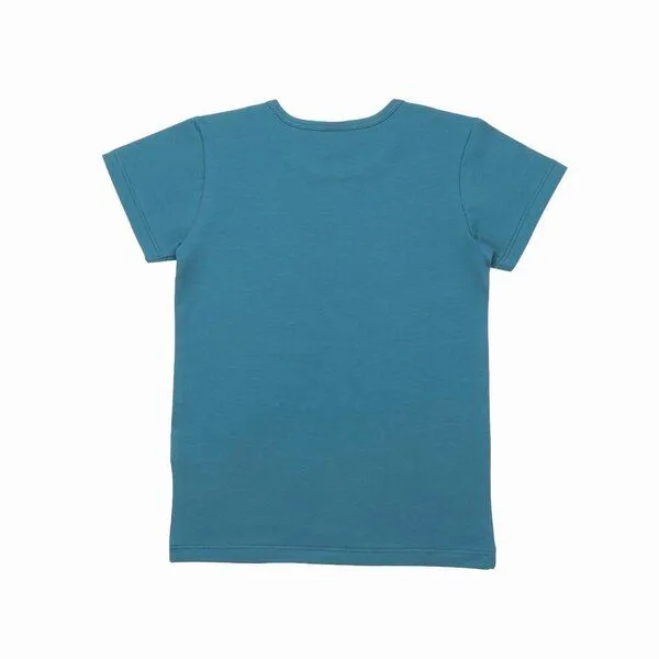 Walkiddy Walkiddy Mädchen T-Shirt GOTS-zertifiziert aus Bio-Baumwolle dunkelblau mit Vogel-und-Blumen-Motiv, Blau, – Produktbild 3 von 3
