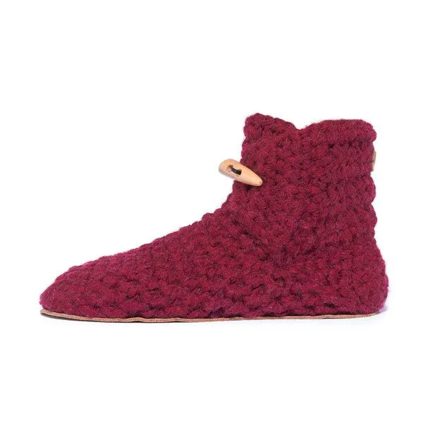 Kingdom of Wow Kingdom of Wow - Handgefertigte Hausschuhe aus Wolle - High Top, Wine, – Produktbild 1 von 5