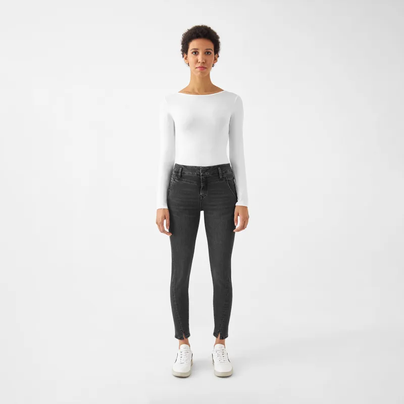 DAWN Damen Jeans SUN UP Powerstretch Design Details DAWN Bio-Baumwolle, Black denim, – Produktbild 1 von 5