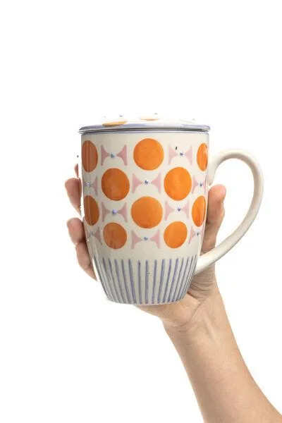 Tranquillo Tranquillo Tasse mit Teesieb RETROFLORIA, Orange, – Produktbild 4 von 5