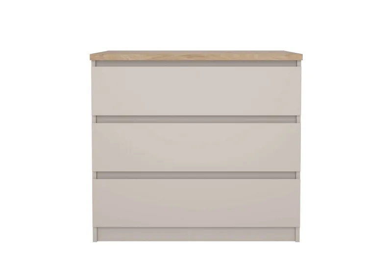 Home affaire Kommode Naia - 3 Schubladen mit griffloser Front, Made in Denmark (Breite: 77 cm, mehrere Farben), Viel Stauraum, zeitloses & skandinavisches Design, Metallgleiter, Braun, – Produktbild 2 von 8