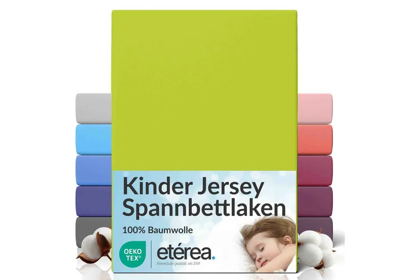 etérea Himmlische Qualität Spannbettlaken etérea Comfort Jersey Spannbettlaken, Jersey, Gummizug: rundum, (1 Stück), Grün, – Produktbild 1 von 8