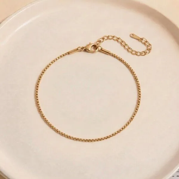 ELEKTROPULLI ELEKTROPULLI Venezia Armband mit würfelförmige Gliedern, 1 mm schmal, Gold, – Produktbild 1 von 2