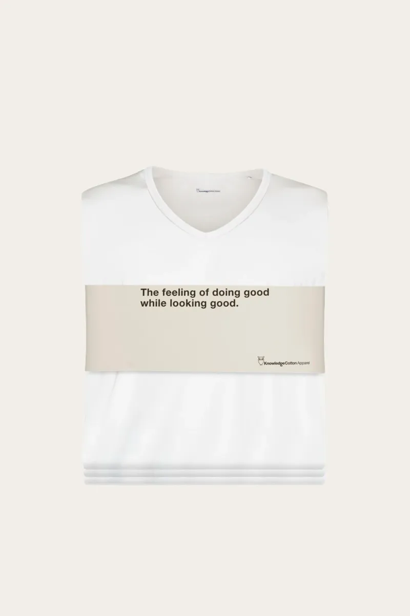 KnowledgeCotton Apparel KnowledgeCotton Apparel Herren vegan 3er-Pack T-Shirts Regular-Passform V-Ausschnitt, Strahlend Weiß, Weiß, – Produktbild 1 von 1