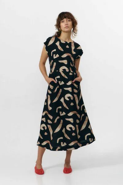 SUITE13LAB Suite13lab Damen-Midikleid TINTO im Stones-Print, Schwarz, – Produktbild 1 von 4