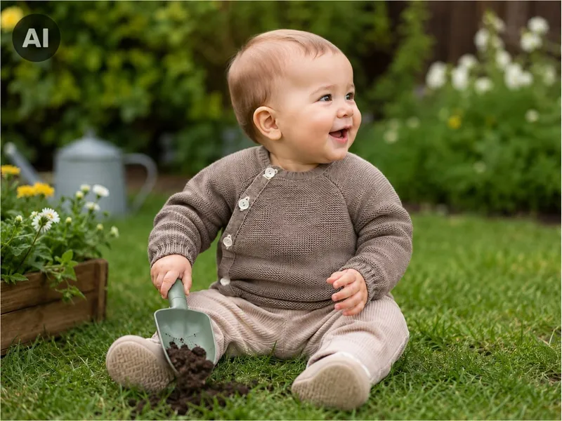 Reiff Strickwaren Reiff Strickwaren Baby Jacke Schlüttli Bio-Merinowolle, Braun, – Produktbild 2 von 2