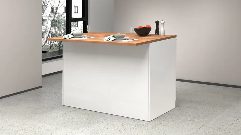 KOCHSTATION Kücheninsel KS-Sole, Breite 125 cm, mit 2 Türen, Weiß, – Produktbild 7 von 8