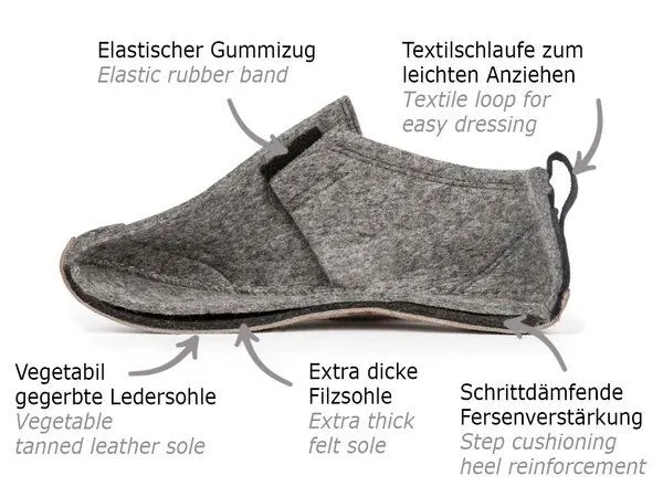 WoolFit WoolFit moderne Filz-Hausschuhe „Taiga“ mit geschlossener Form für einen stabilen Sitz, Hellgrau(grau), – Produktbild 4 von 4
