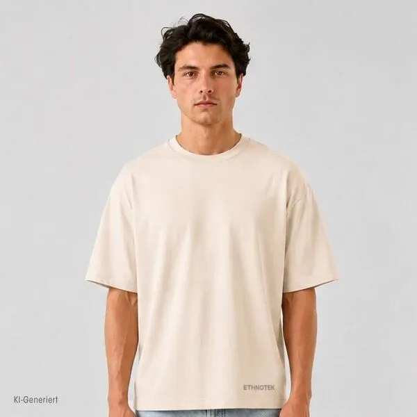 Ethnotek Ethnotek T-Shirt mit Stickerei Heavyweight Organic Cotton Oversized, Sand- dune embroidery, – Produktbild 3 von 4