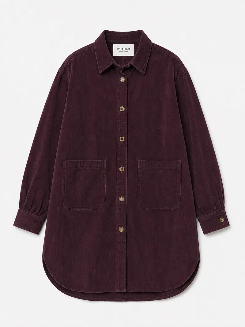 SUITE13LAB SUITE13LAB Damen vegan Overshirt Seia Cord, Braun, – Produktbild 1 von 2