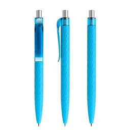 prodir prodir® Druckkugelschreiber QS01 Soft Touch PRT Push, blaue Mine, cyanblau/silber satiniert – Produktbild 1 von 1