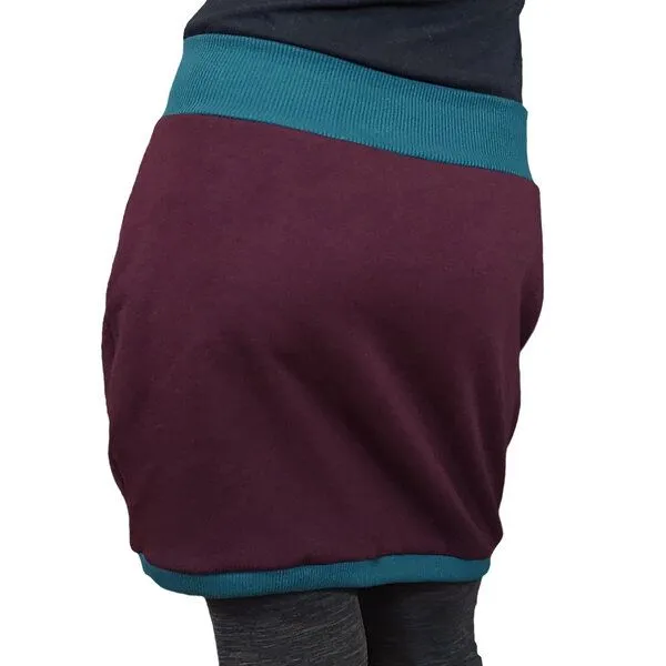 liebewicht Bio Sweatrock Ballonrock liebewicht 3 Längen nach Wahl, Bordeaux/ grün, – Produktbild 4 von 5