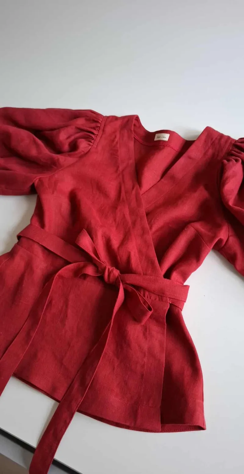 Amber Linen Amber Linen Damen vegan Wickeltop Usa Rot, Rot, – Produktbild 1 von 2