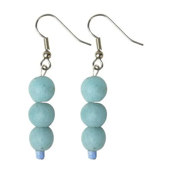 Global Mamas Ohrhänger "Pearls" aus Recycling Glas, Global Mamas, Ghana, Blau, – Produktbild 1 von 1