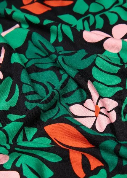 blutsgeschwister Blutsgeschwister Gemustertes Kleid aus EcoVero "La Vie Est Belle En Été", Palm leaf (schwarz), – Produktbild 3 von 3