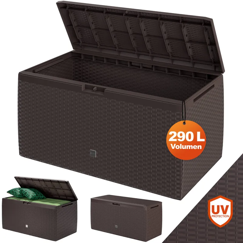 Casaria® Gartenbox 290L Braun Rato Plus mit Rollen wetterfest, Braun, – Produktbild 2 von 2
