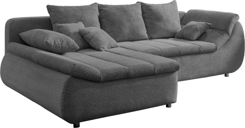 Home affaire Ecksofa Imola, bequem, aktuelle Steppung im Sitz, L-Form, Breite 270cm, wahlweise mit Bettfunktion, Grau, – Produktbild 4 von 8