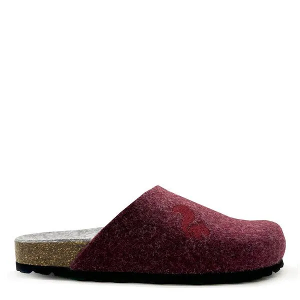 thies Veganer Bio Clog "thies ® PET" aus weichem Filz, Vino (bordeaux), – Produktbild 1 von 4