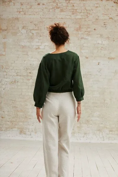 Jyoti - Fair Works Jyoti - Fair Works Baumwoll Bluse Sahay, Grün, – Produktbild 2 von 4