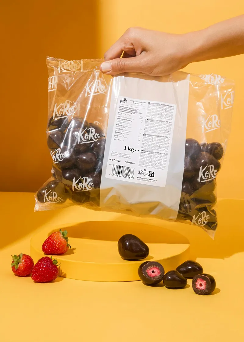 KoRo Gefriergetrocknete Erdbeeren in dunkler Schokolade 1 kg – Produktbild 3 von 5