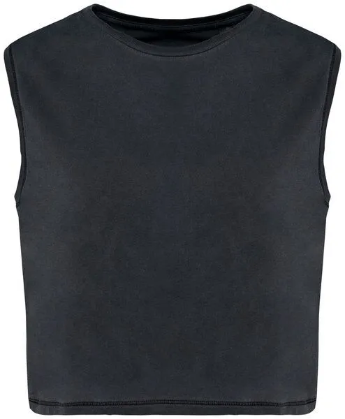 Kultgut Kultgut Biofair- Vegan Vintagelook CropTop - 100% Biobaumwolle, Inkgrey, – Produktbild 2 von 2