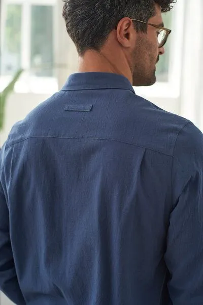 About Companions About Companions Crincle Hemd SIMON aus Bio-Baumwolle, Crincle blue (blau), – Produktbild 3 von 4