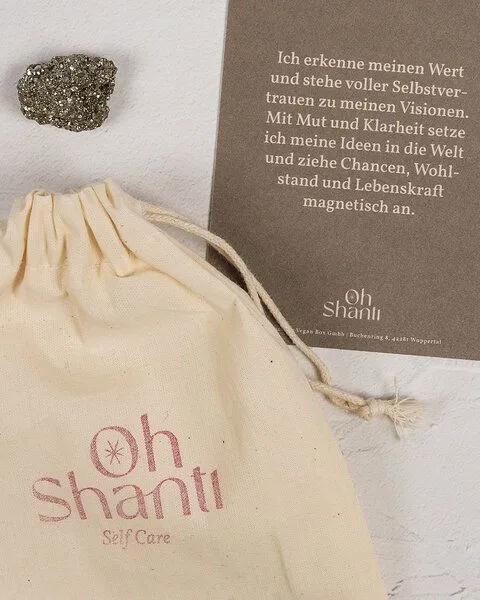 Oh Shanti Oh Shanti Pyrit im Baumwollbeutel inkl. Affirmation – Produktbild 2 von 4