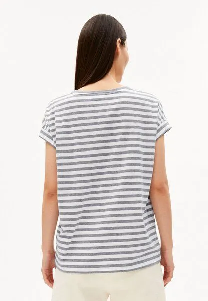 ARMEDANGELS ARMEDANGELS IDAARA STRIPES Damen T-Shirt aus Bio-Baumwolle, White-silver melange, – Produktbild 2 von 4