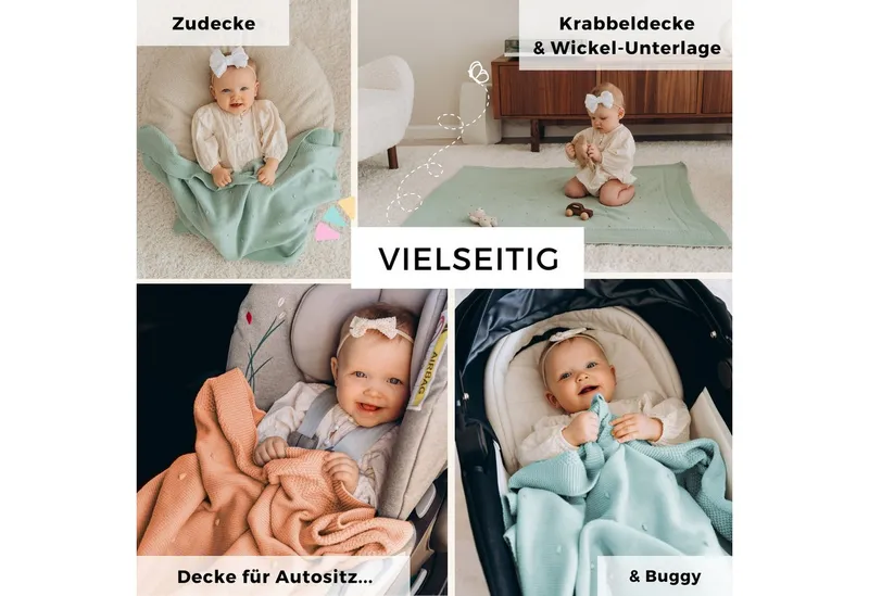 furora BABY furora BABY Babydecke Baumwolle (Bio) XXL (75x100 cm) Mädchen + Junge, Kuscheldecke Baby, Rosé, – Produktbild 2 von 5