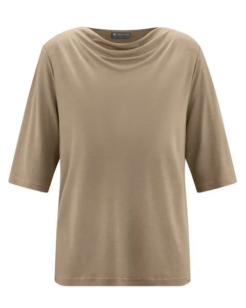 HempAge HempAge Wasserfallshirt 100% Lyocell (auf Hanf-Basis), Shitake (braun), – Produktbild 3 von 4