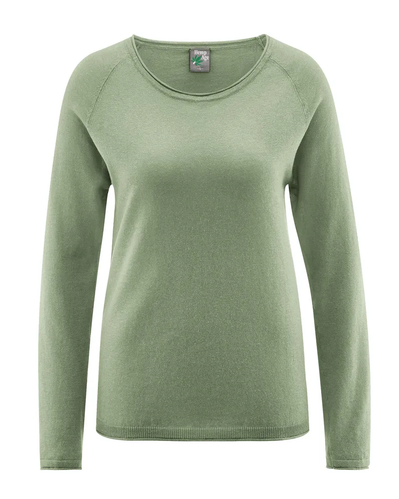 HempAge Hempage Damen vegan Pullover Raglan Kaktusgrün, Grün, – Produktbild 1 von 2