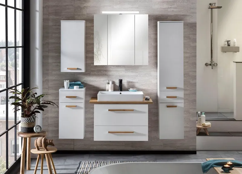 Schildmeyer Spiegelschrank Duo, Spiegelschrank, Made in Germany, B: 80 cm Solide Verarbeitung - Dieses Produkt ist in Deutschland gefertigt, Braun, – Produktbild 4 von 5
