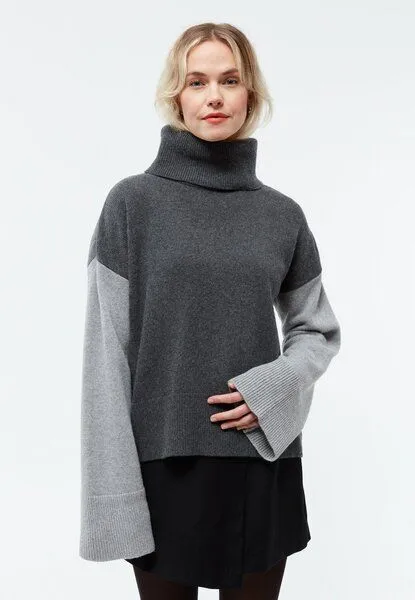 Givn Berlin Givn Berlin Rollkragenpullover GBLEA aus recycelter Wolle, Mid grey / iron grey / anthracite, – Produktbild 2 von 4