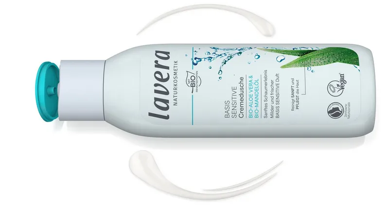 lavera lavera Cremedusche "Basis Sensitive" Bio-Aloe Vera & Bio-Mandelöl, 250 ml – Produktbild 3 von 4