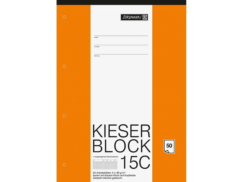 BRUNNEN BRUNNEN Kieserblock DIN A4, kariert, 80 g/m², 50 Blatt – Produktbild 1 von 1
