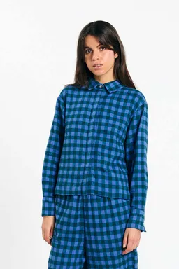 SUITE13LAB SUITE13LAB Damen vegan Hemd Vila Check Blau – Produktbild 1 von 1