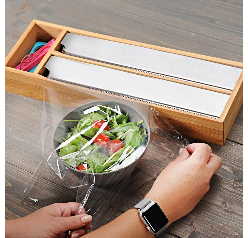 Kesper Kesper Folienspender mit 3 Fächern, 2 davon mit Abrisskanten, (1-St), für Alufolie und Frischhaltefolie, Beige, – Produktbild 2 von 5
