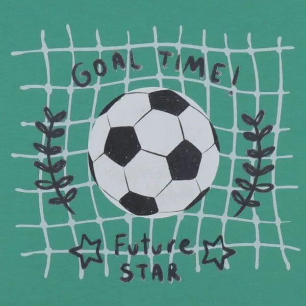 Walkiddy Walkiddy T-Shirt Grün Fußball-Frontprint Bio-Baumwolle GOTS – Produktbild 2 von 3
