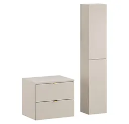 Lomadox Badmöbel-Set DURANGO-56, (Spar-Set, 2-St., Waschtischunterschrank Hochschrank), Unterschrank 60cm breit, kaschmir, versch. Griffvarianten – Produktbild 1 von 1