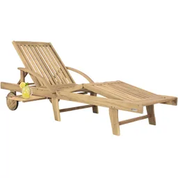 Casaria® Gartenliege klappbar verstellbar Akazienholz Teak Optik Ausziehtisch Rollen – Produktbild 1 von 1