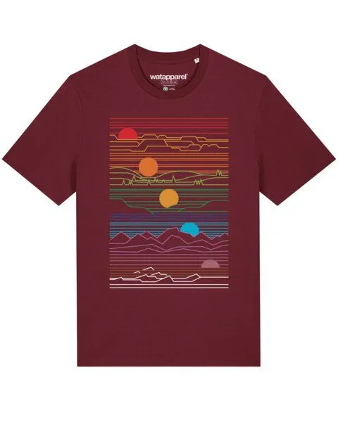 watapparel watapparel T-Shirt Unisex Sun And Moon, Burgundy, – Produktbild 1 von 3
