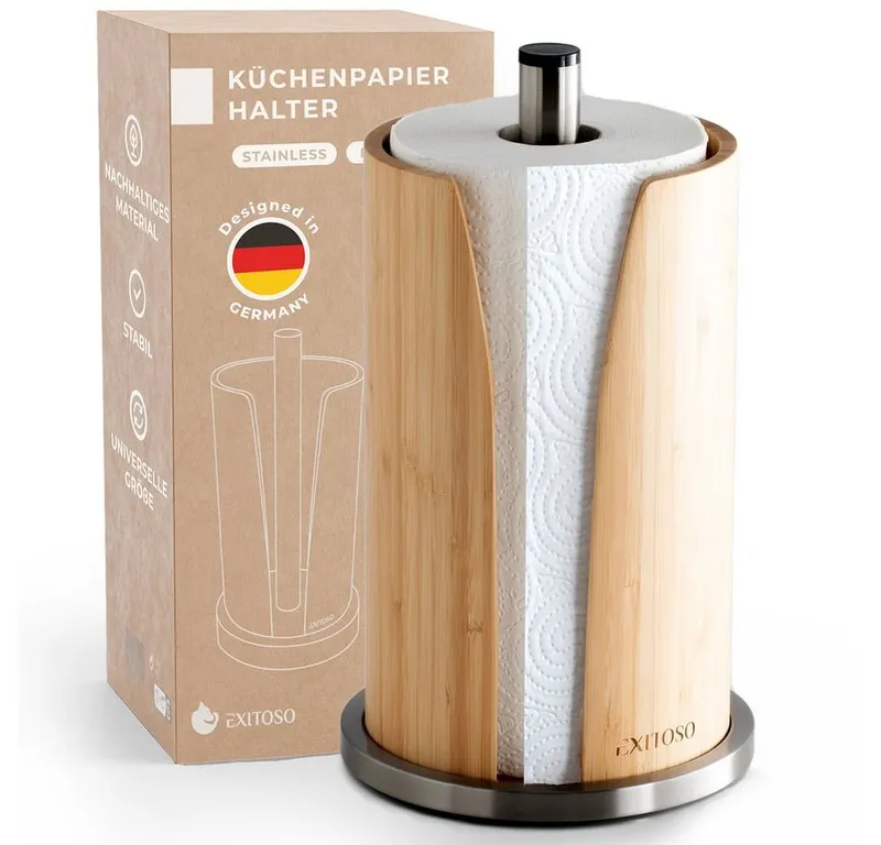 Exitoso Küchenrollenhalter ST Pole Küchenrolle, Küchentücher Stand Arbeitsplatte Bad Küche Büro Restaurant, Braun, – Produktbild 1 von 5