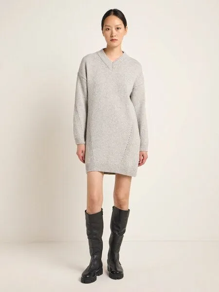 LANIUS LANIUS Strickkleid aus Bio-Schurwolle und aus Bio-Baumwolle, Grey melange, – Produktbild 2 von 4