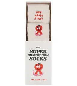 MELA MELA 2 Paar Ripp-Socken mit Stickerei "one apple a day" – Produktbild 1 von 1