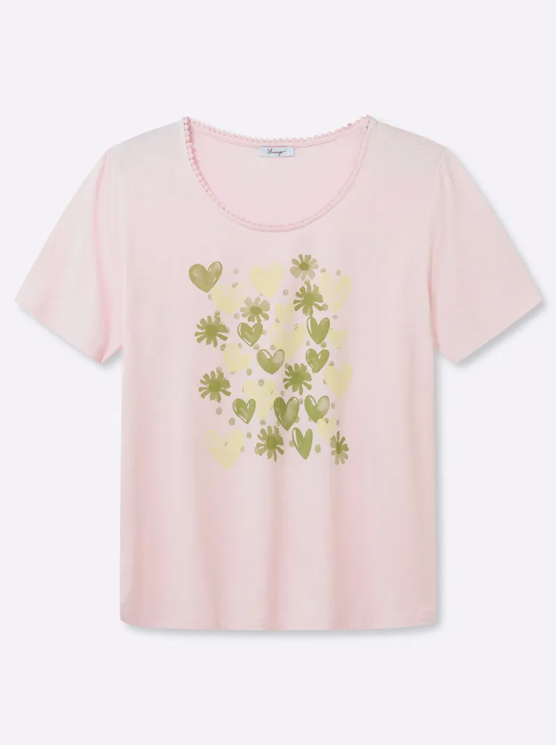 sheego Rundhalsshirt hellrosé-pistazie, Hellrosé-pistazie, – Produktbild 1 von 2