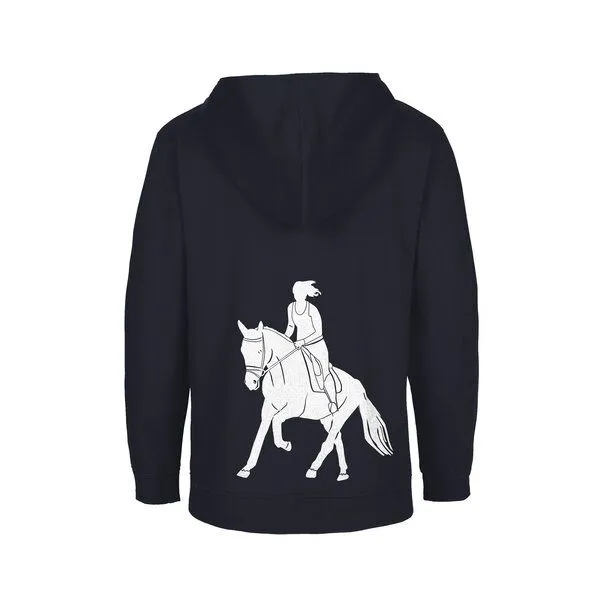 HANDGEDRUCKT HANDGEDRUCKT Unisex Kinder Zip Up Hoody "Galopp", Navy, – Produktbild 1 von 3