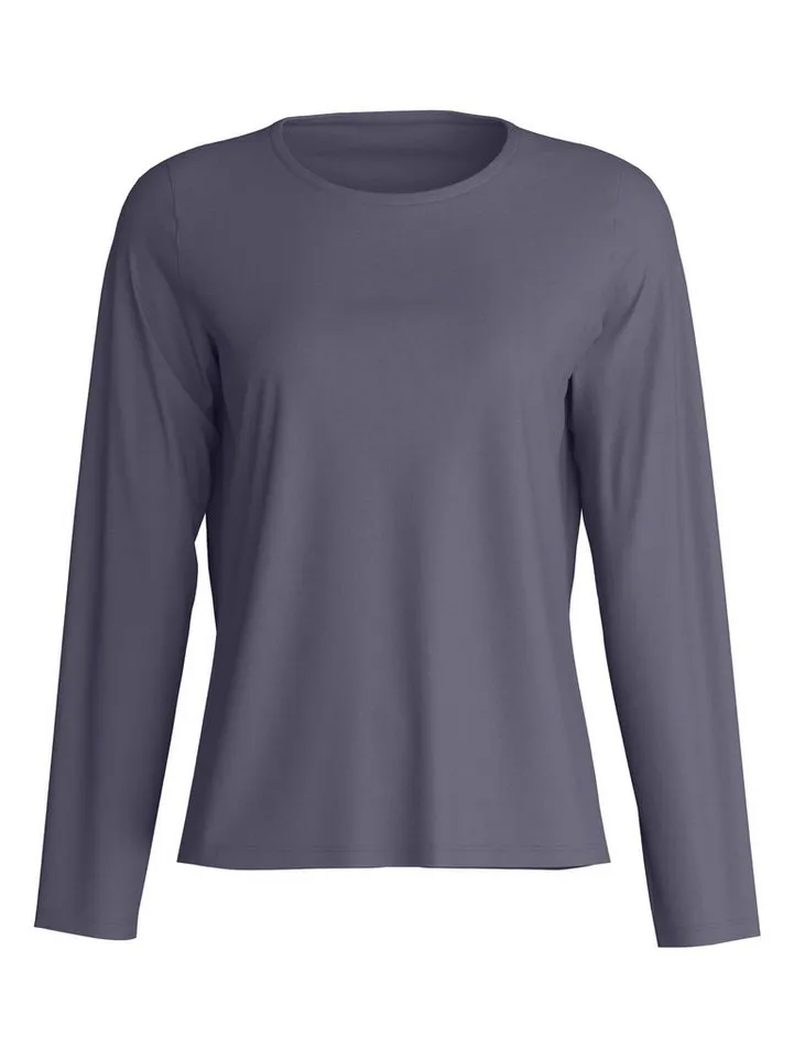 CALIDA CALIDA Langarmshirt Favourites Arts Damen (1-tlg) weiche Baumwolle, glatt und angenehm komfortabel, Blau, – Produktbild 1 von 5
