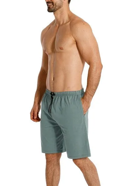 Haasis Bodywear Haasis Bodywear Herren Bermuda mit Seitentaschen, Single Jersey, reine Baumwolle, Mineral, – Produktbild 3 von 4