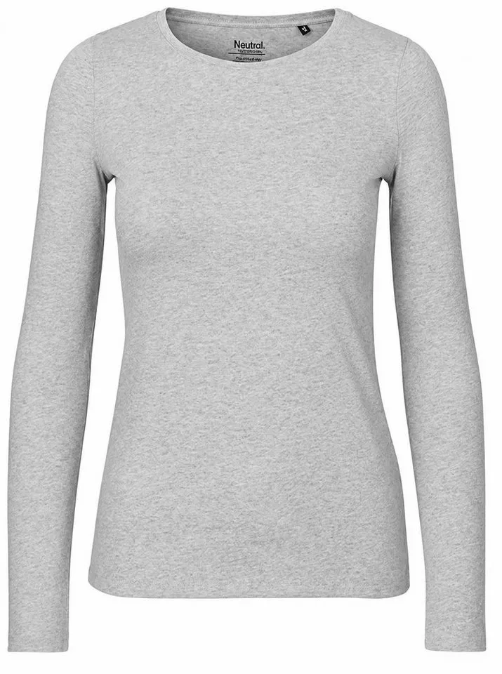 Neutral Neutral Langarmshirt Damen Long Sleeve T-Shirt / 100% Fairtrade-Baumwolle, Sports grey, – Produktbild 2 von 3