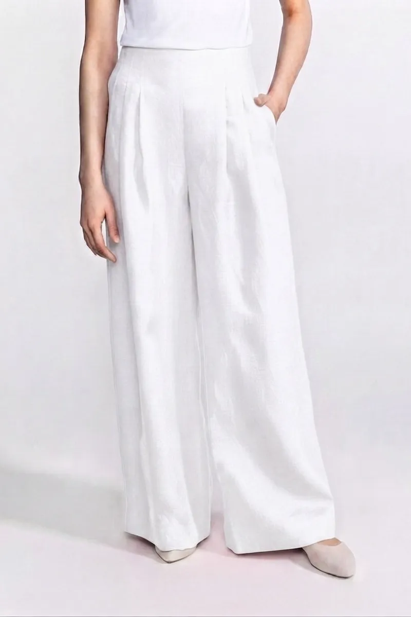 De IONESCU De IONESCU Damen vegan Hose Mit Hoher Taille Deva, Weiß, – Produktbild 2 von 2